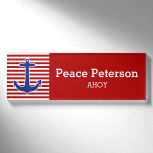 Anchor blue / white Contour + your ideas Name Tag