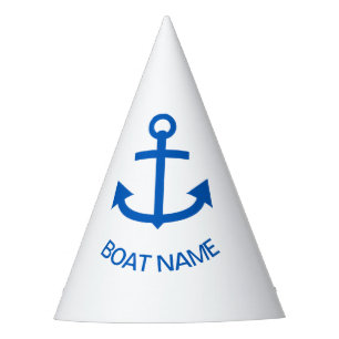 Anchor Blue Your Boat Name Custom White Party Hat