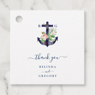 Anchor Botanical Floral Nautical Summer Wedding Favour Tags