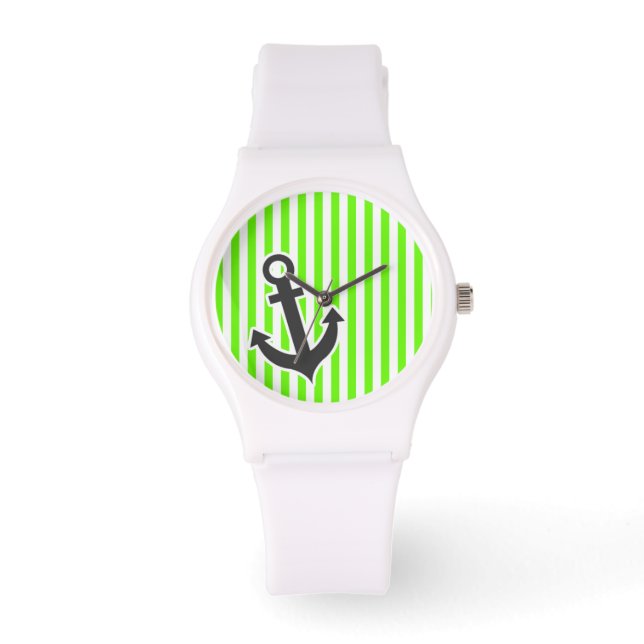 Anchor; Bright Green Stripes; Striped Watch (Front)