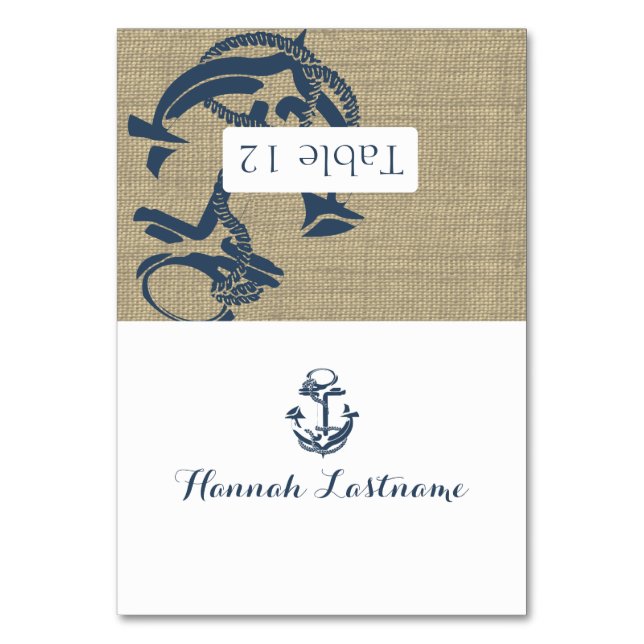 Anchor Burlap Seating Card (Front)
