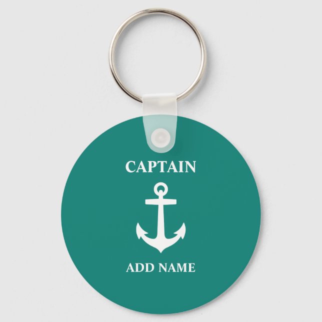 Anchor Captain Add Name or Boat Name a0a Key Ring (Front)
