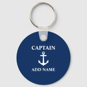 Anchor Captain Add Name or Boat Name Blue Key Ring