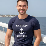 Anchor Captain Add Name or Boat Name Blue T-Shirt<br><div class="desc">Anchor Captain Add Name or Boat Name Navy Blue T-Shirt</div>