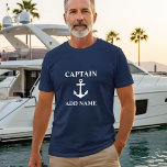 Anchor Captain Add Name or Boat Name Navy Blue T-Shirt<br><div class="desc">Anchor Captain Add Name or Boat Name Navy Blue T-Shirt</div>