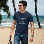 Anchor Captain Add Name or Boat Name Navy Blue T-Shirt<br><div class="desc">Anchor Captain Add Name or Boat Name Navy Blue T-Shirt</div>