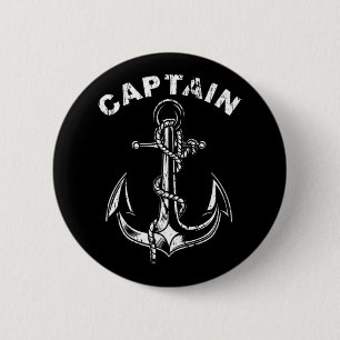 Anchor Captain Of The Boat  6 Cm Round Badge