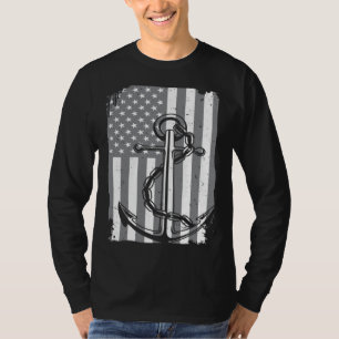 Anchor Captain Sailing America Flag Maritime USA H T-Shirt
