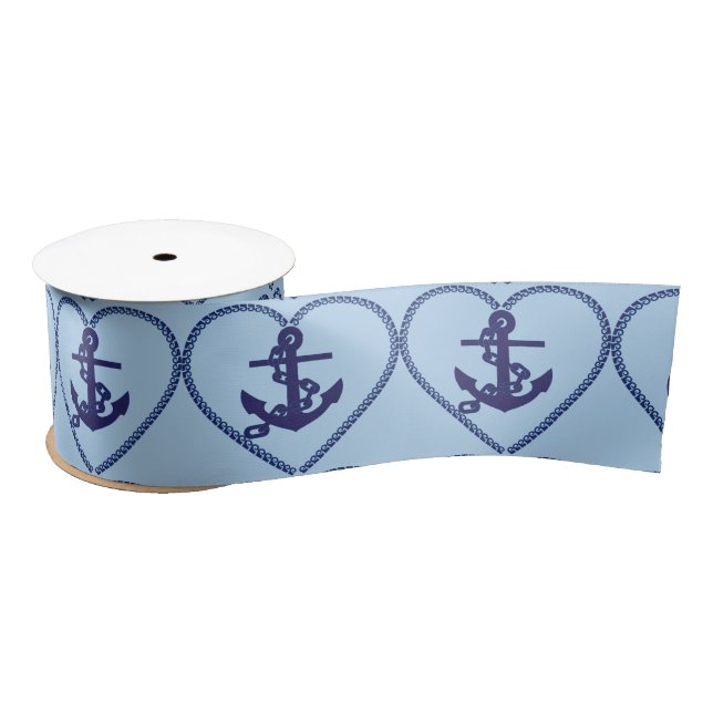 anchor chain hart ribbon satin ribbon (Spool)