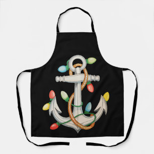 Anchor Christmas Xmas Lights Sailing Cruise Boat Apron