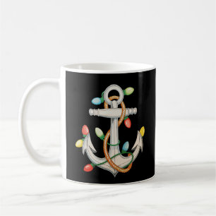 Anchor Christmas Xmas Lights Sailing Cruise Boat Coffee Mug