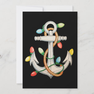 Anchor Christmas Xmas Lights Sailing Cruise Boat Holiday Card