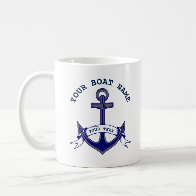 Anchor Custom Nautical Navy Coffee Mug (Left)