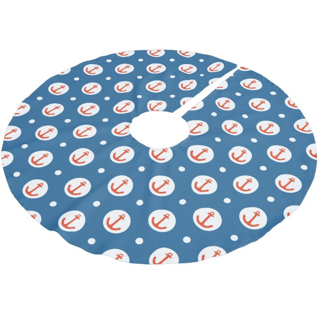 Anchor Dots Brushed Polyester Tree Skirt (Angled)