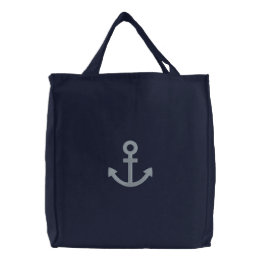 Anchor Embroidered Tote Bag