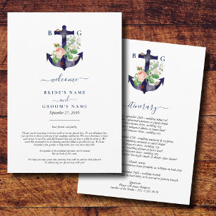 Anchor Floral Nautical Summer Wedding Itinerary Programme