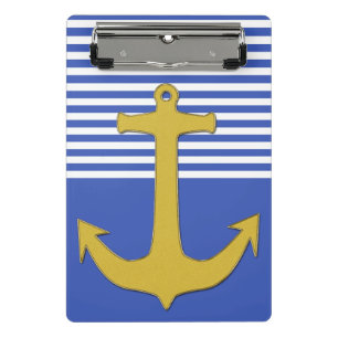 Anchor gold & stripes white + your backgr. & ideas mini clipboard