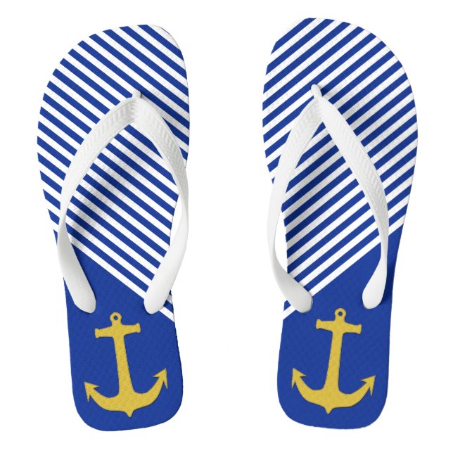 Anchor gold & stripes + your background & ideas jandals (Footbed)
