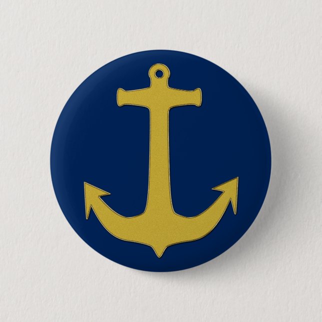 Anchor gold + your background & ideas 6 cm round badge (Front)