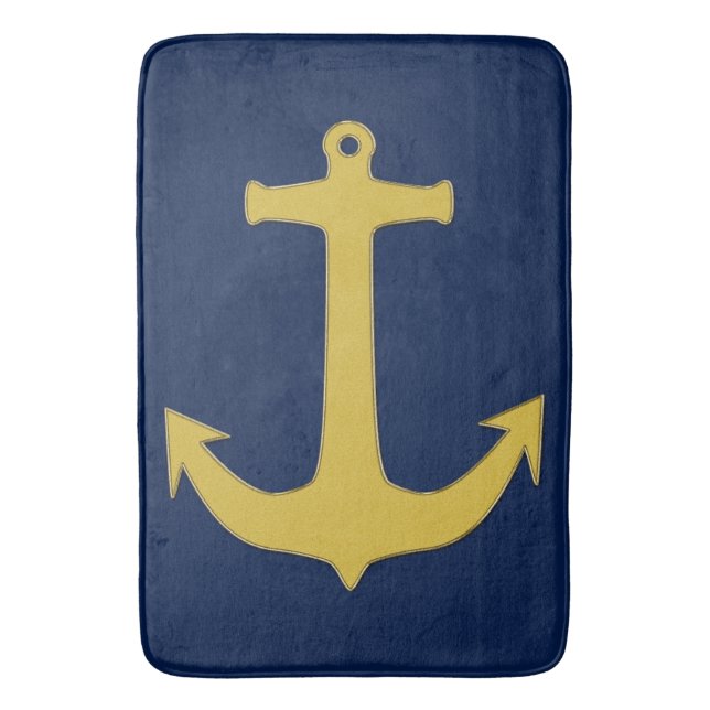 Anchor gold + your background & ideas bath mat (Front Vertical)
