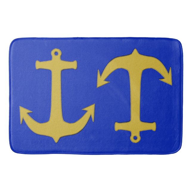 Anchor gold + your background & ideas bath mat (Front)