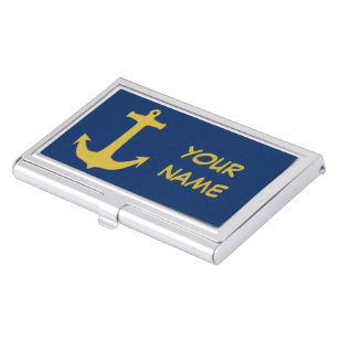 Anchor gold + your background & ideas business card holder