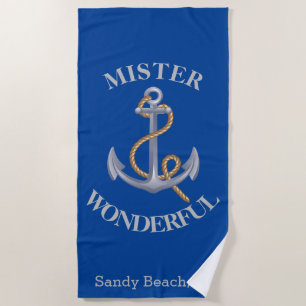 Anchor Grey Nautical Beach Towel