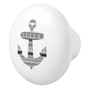 Anchor Grey Tribal Stripes Nautical Drawer knob