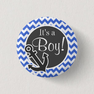Anchor; Han Blue Chevron Stripes 3 Cm Round Badge