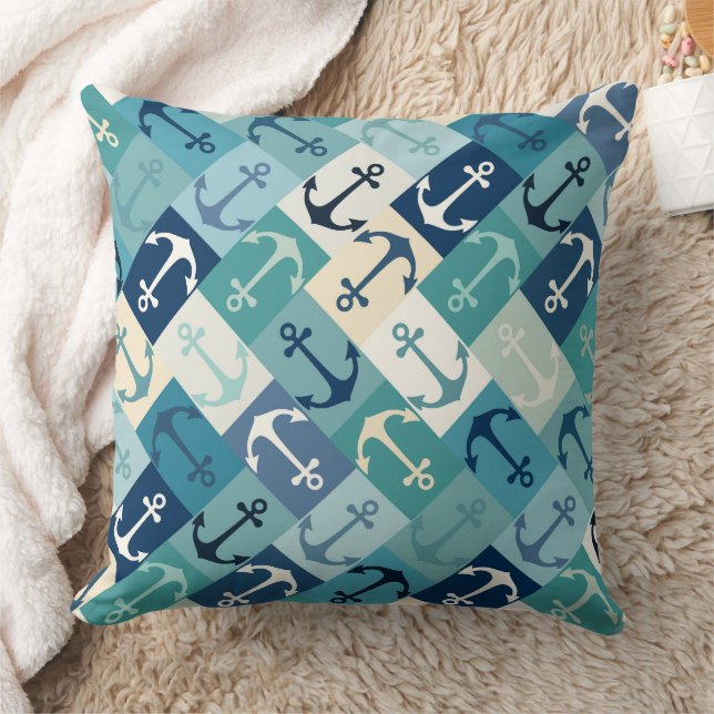 anchor herringbone blue cushion (Blanket)