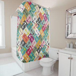 anchor herringbone mana shower curtain
