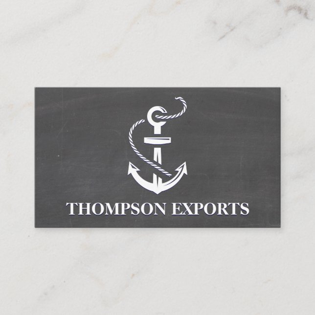 Anchor Icon | Chalkboard Background Business Card (Front)