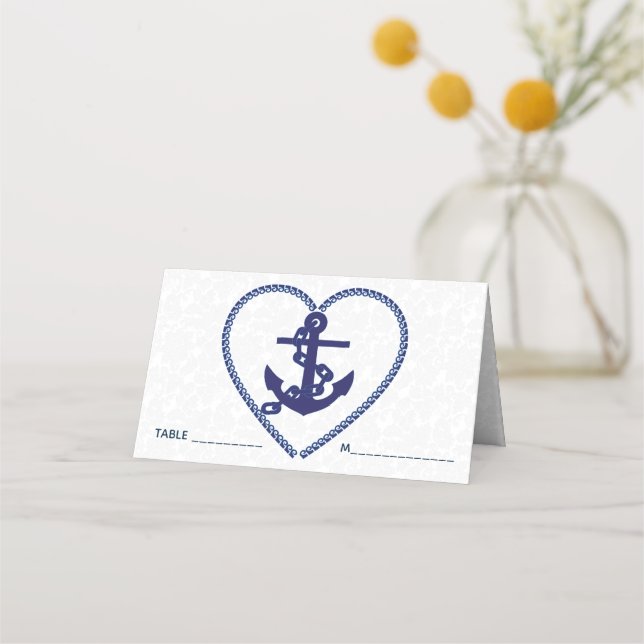 Anchor In Heart Place Card (Front)