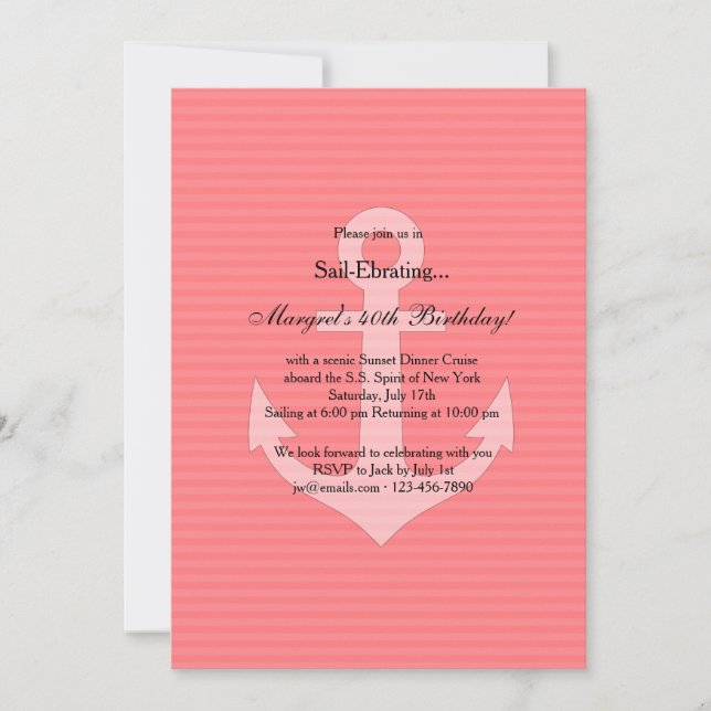 Anchor in Pink Invitation (Front)