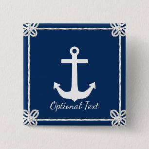 Anchor in Rope Frame Nautical 15 Cm Square Badge