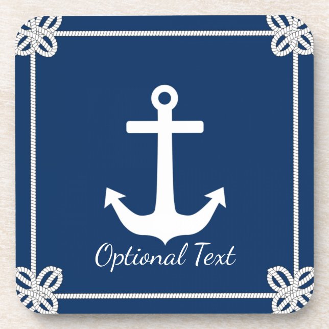 Anchor in Rope Frame Nautical Coaster (Front)