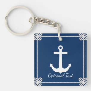 Anchor in Rope Frame Nautical Key Ring