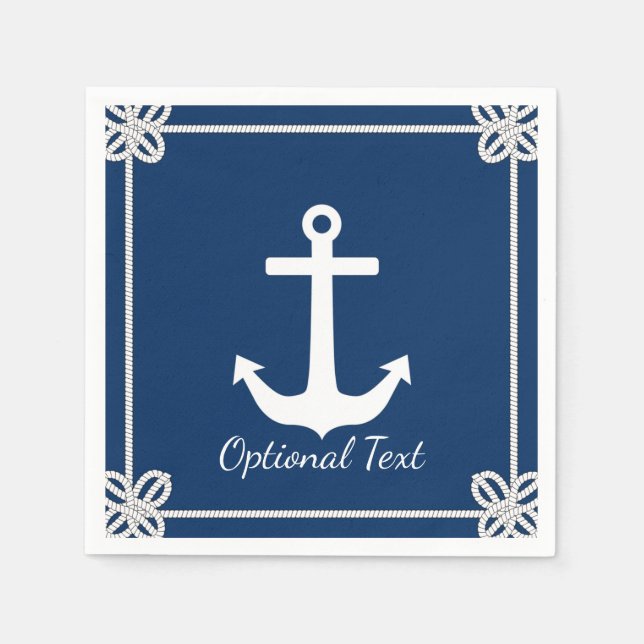 Anchor in Rope Frame Nautical Napkin (Front)
