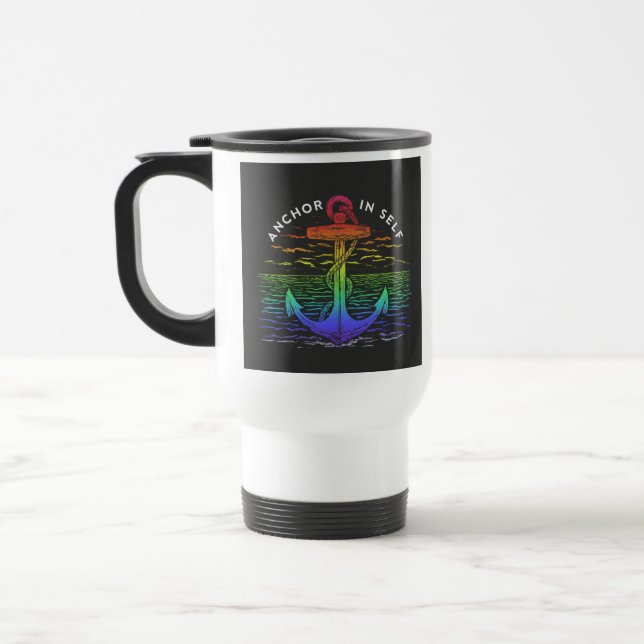 "Anchor in Self" Travel Coffee Mug. Mug (Left)