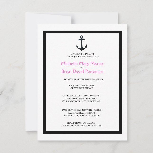 ANCHOR l Nautical Destination Themed Wedding Invitation (Front)
