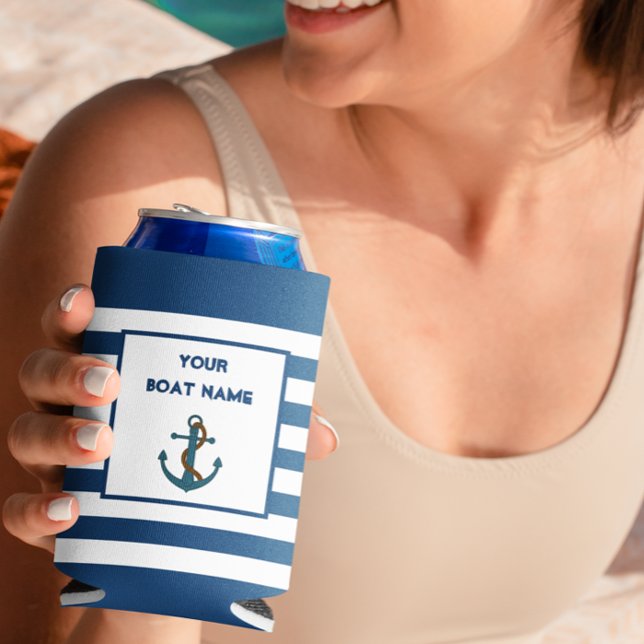 Anchor Lake  Nautical Your Boat Name Can Cooler (Creator Uploaded)