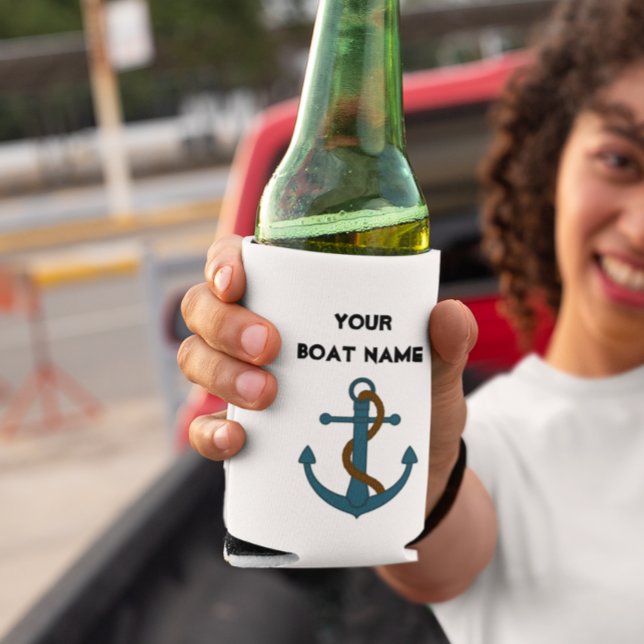Anchor Lake Sea Nautical Your Boat Name Can Cooler (Creator Uploaded)