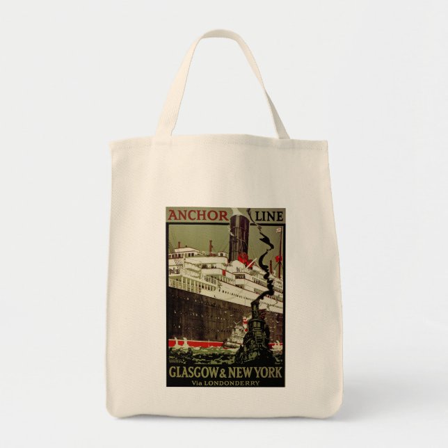 Anchor Line ~ Glasgow-New York Tote Bag (Front)