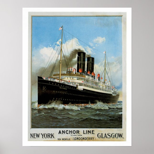 Anchor Line ~ New York - Glasgow Poster (Front)