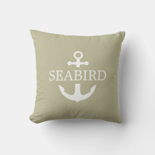 Anchor Logo Solid Grey Olive Green. Boat Cushion