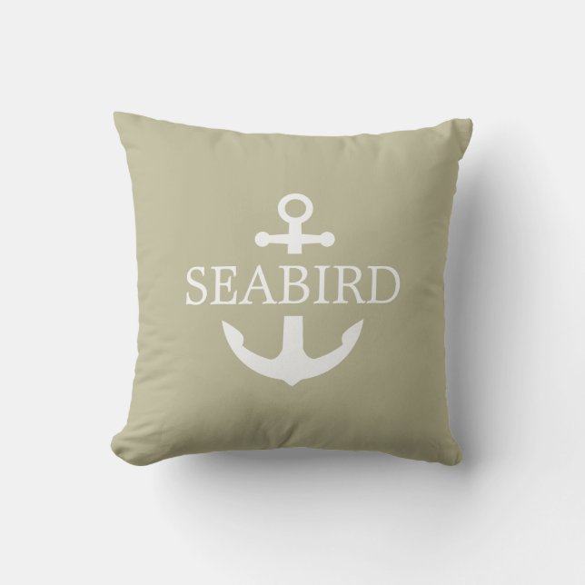 Anchor Logo Solid Grey Olive Green. Boat Cushion (Front)