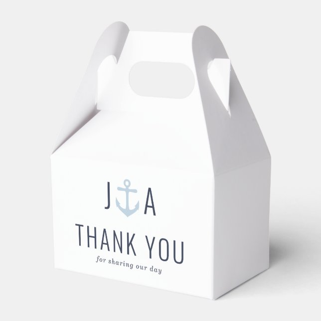 Anchor Monogram Nautical Wedding Favour Box (Front Side)