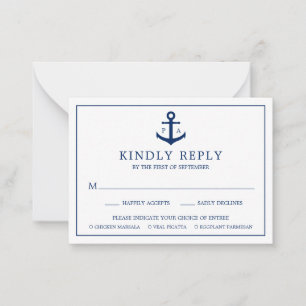 Anchor Monogram Nautical Wedding Mini RSVP Card