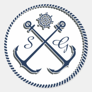 Anchor Monograms, Nautical wedding envelopes seals