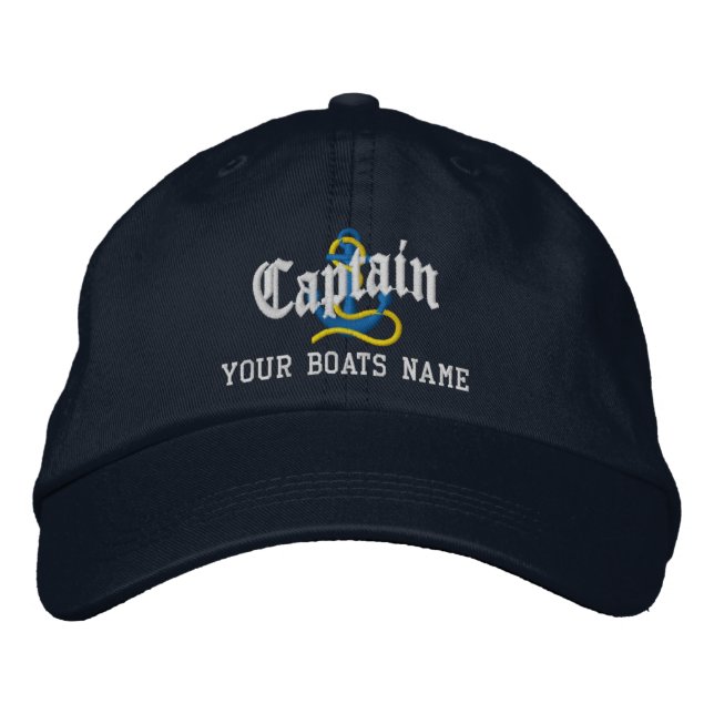Anchor motif captains sailing embroidered baseball hat (Front)